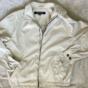 Dockers Men's Light Cream Zip-Front Bomber Jacket